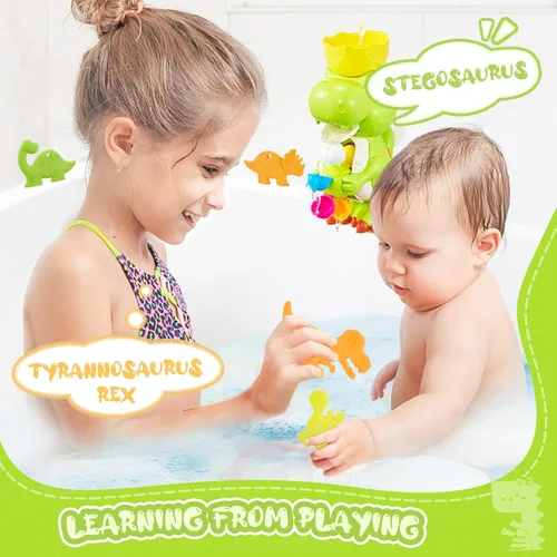 Miniatura 6 de EKU - Juguetes de baño de dinosaurio para niños pequeños a partir de 18 meses, ruedas de agua sin moho y juegos de pesca, bañera, tina, tiempo