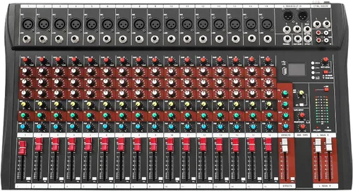 Mezclador de audio de 16 canales, consola de mezcla de tablero de sonido, mezclador de sonido DJ con USB y Bluetooth, mezclador de audio de estudio