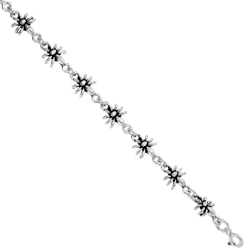 Miniatura 2 de Pulsera delicada de plata de ley con forma de araña para mujeres y niñas, 316 de ancho, 7.5 pulgadas de largo, Plata de ley, Sin gemas.
