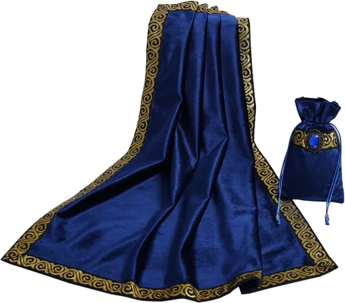 Miniatura 24 de BLESSUME Paño de mesa y bolsa de terciopelo de bruja Altar Tarot Paño cuadrado de adivinación (rosa)