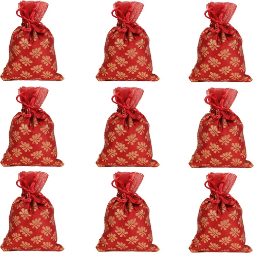 Miniatura 32 de Touchstone Preciosas bolsas de regalo reutilizables, respetuosas con el medio ambiente, brocado de cachemira con cordón grande para cumpleaños