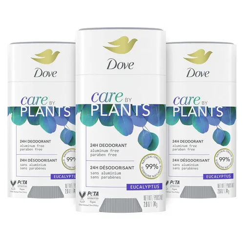 Dove Care by Plants - Desodorante en barra para el cuidado de la piel de las axilas y protección desodorante las 24 horas, desodorante de eucalipto
