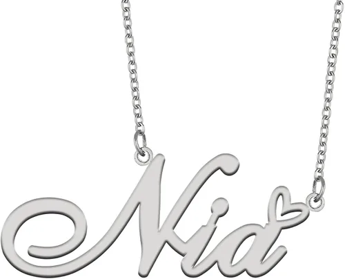 Aoloshow Collar con nombre de oro, dije de corazón, joyería personalizada para mujeres, adolescentes y niñas, regalo de graduación, Metal, Acero