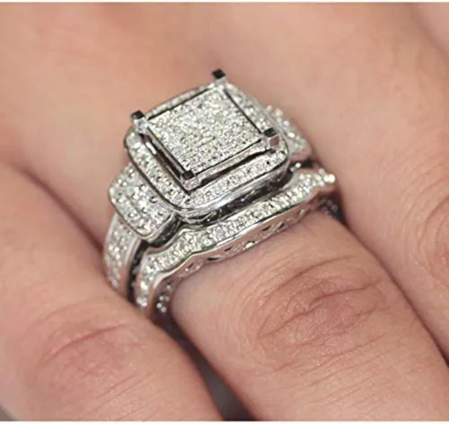 Miniatura 5 de Anillo de boda de plata de ley 925 de 0,43 quilates de corte redondo de diamante natural, anillo de compromiso de acabado pulido para mujer ajuste