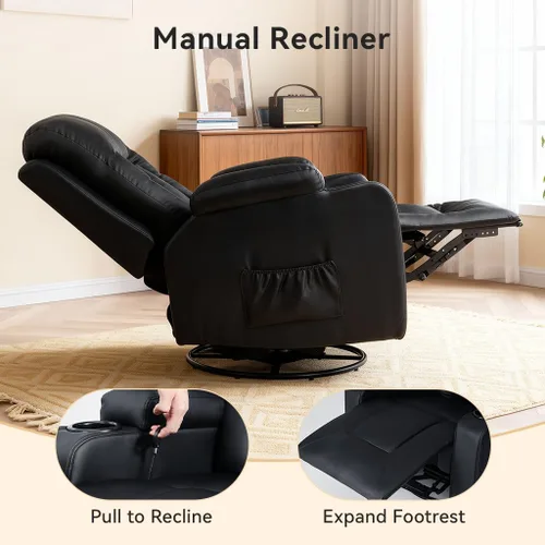 Miniatura 4 de COMHOMA Juego de muebles de sala de estar, juegos de sofá reclinable manual de piel sintética con portavasos, sofá reclinable, sofá biplaza