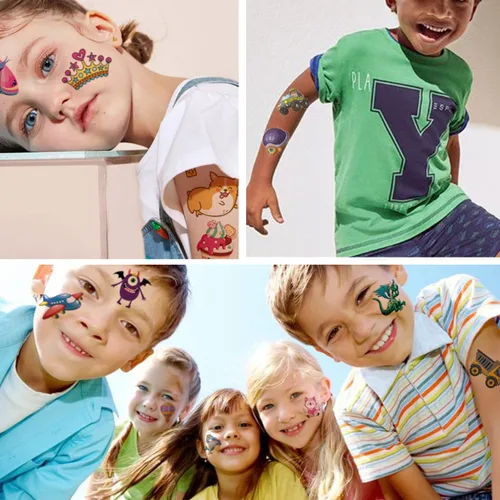 Miniatura 6 de CHARLENT 204 tatuajes temporales envueltos individualmente para niños, divertidos tatuajes para niños y niñas, regalos de fiesta de cumpleaños