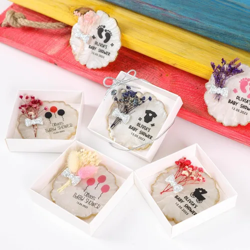 Miniatura 6 de HTF - Paquete de 5 imanes personalizados de resina epoxi para baby shower, regalos para baby shower, regalos de baby shower, revelación de género
