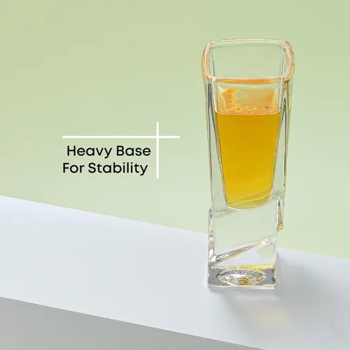 Miniatura 5 de JoyJolt Carre Vasos de tiro cuadrados con base pesada Set de 4, 1.8 onzas