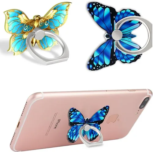 Miniatura 2 de Soporte de anillo de dedo de mariposa para teléfono celular, rotación de 360 grados, agarre de anillo de metal para iPhone, Samsung Galaxy, todos P9