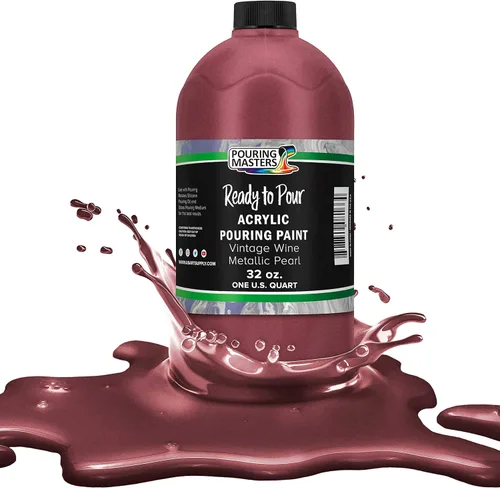 Pouring Masters Vintage Wine Metallic Pearl Listo para Verter Pintura Acrílica para Verter - Pintura Acrílica Fluida Premezclada Premium de 32 Onzas