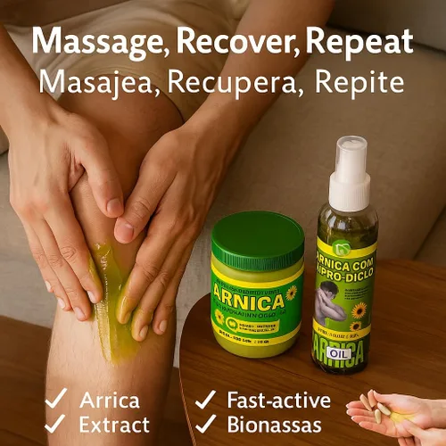 Miniatura 2 de Combo de masaje de árnica, aceite de 6 onzas líquidas + gel de 4.23 onzas, juego tópico natural para músculos y articulaciones, absorción rápida