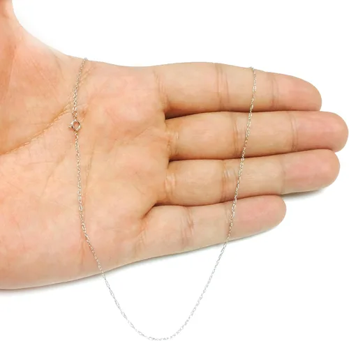 Miniatura 6 de Jewelry Affairs 14k White Gold Rope Chain Necklace, 0.7mm
