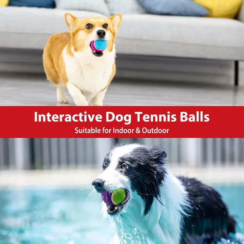 Miniatura 6 de Gigwi Pelota de tenis chirriante para perros, pelota interactiva para perros pequeños y medianos, juguete de goma colorido y de rebote alto de 2.5