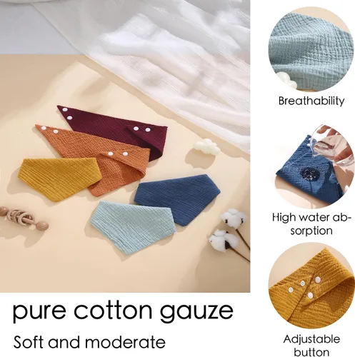 Miniatura 5 de Baberos de muselina, paquete de 8 baberos bandana para bebé, algodón suave extra absorbente, babero para babear y dentición T-6pcs-no resistente al