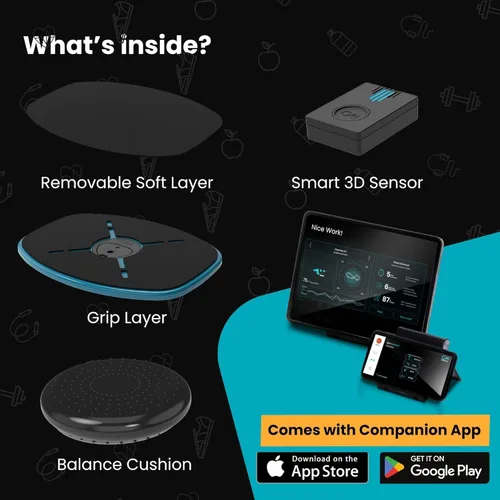 Miniatura 7 de GoBalance Board - Tabla de equilibrio habilitada para la aplicación. Sensor Bluetooth inteligente, 12 juegos interactivos gratis: entrenamiento