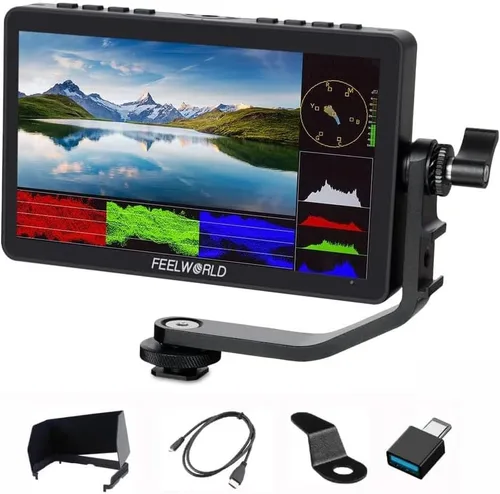 FEELWORLD F5 Pro V4 Monitor de campo de 6 pulgadas Pantalla táctil Cámara DSLR Director de campo con 3D LUT F970 Kit externo IPS FHD 1920x1080 4K