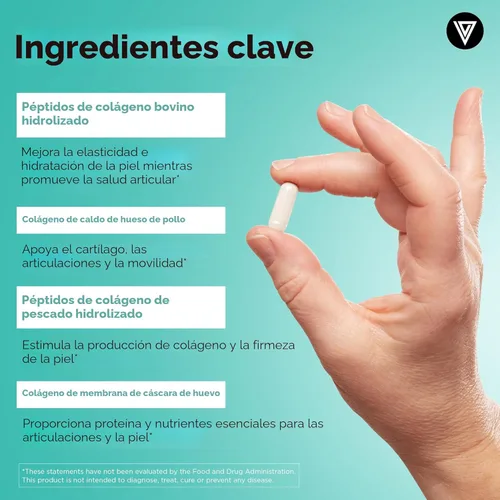 Miniatura 4 de Vital Vitamins Píldoras de colágeno múltiple para mujeres y hombres (paquete de 2) – Péptidos de colágeno hidrolizados – Tipo I, II, III, V, X