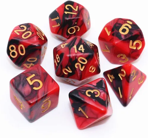 Miniatura 17 de DND - Juego de dados de nebulosa negra mezcla azul oscuro para Dungeon and Dragons D&D RPG juegos de rol, 7 dados poliédricos con bolsa de dados