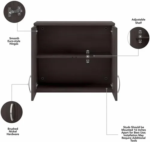 Miniatura 7 de Bush Business Furniture Armario de pared universal para cuarto de lavado con puertas y estantes, gris platino (LNS428PG-Z)