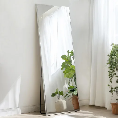 Miniatura 9 de Sunniry Espejo de suelo dorado de 48 x 16 pulgadas, espejo de cuerpo completo con marco de metal de aluminio, espejos de piso para guardería