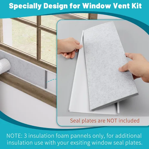 Miniatura 4 de Paneles de espuma aislante de doble capa para aire acondicionado portátil, kit de ventilación de ventana, kit de ventana de ventilación de secadora