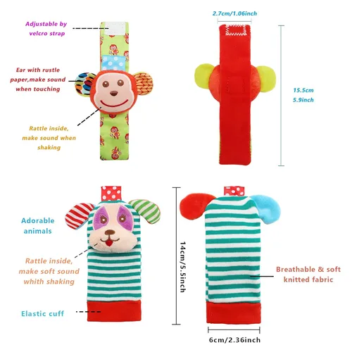 Miniatura 2 de Bloobloomax- Sonajeros para muñeca y calcetines sonajeros de pie buscadores para bebé, juguete de sonajero, sonajero pulsera para mano o brazo