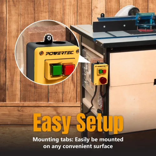 Miniatura 6 de POWERTEC Interruptor Magnético de 120V, 18A para Mesa de Router, Montaje Fácil en Mesa de Trabajo y Soporte de Herramientas, Interruptor