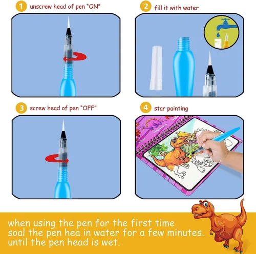 Miniatura 3 de hapray Libros mágicos para colorear de pintura de agua para niños pequeños, juguetes de arte de 2 a 4 años, juguete educativo de garabatos, regalos