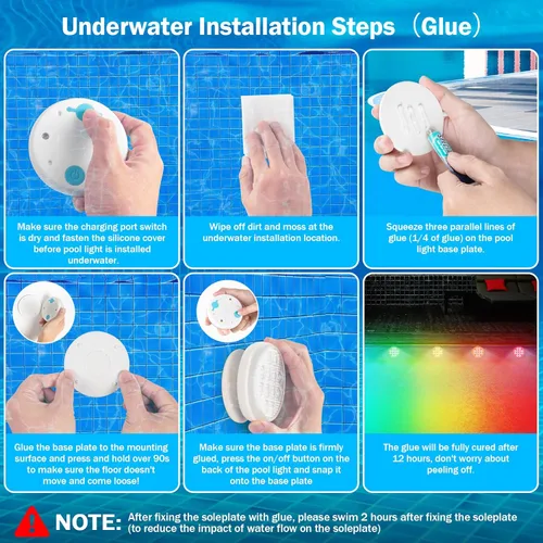 Miniatura 2 de Luces para piscina, luces LED sumergibles recargables de ultra alta luminosidad con control remoto, luz LED magnética impermeable IP68 de 22