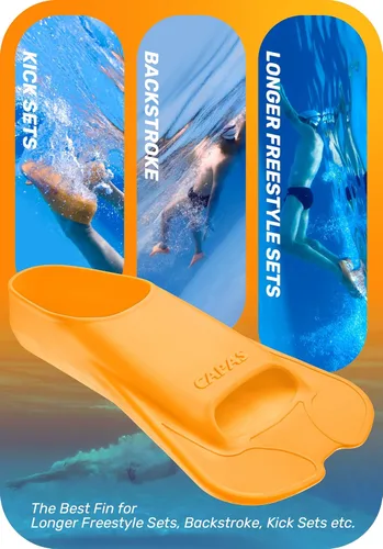 Miniatura 5 de CAPAS Aletas de entrenamiento de natación, cómodas, de silicona, para natación, hoja corta, flotantes, con bolsa de malla, para hombres y mujeres