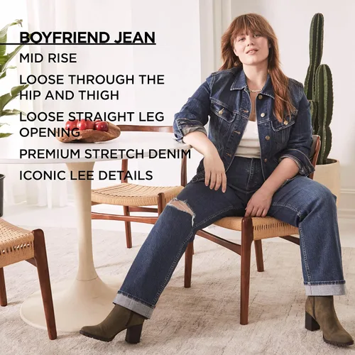 Miniatura 6 de Lee Jean boyfriend de tiro medio para mujer de talla grande