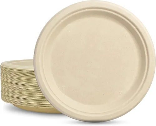 Miniatura 27 de ECO SOUL Compostable Paper Plates 9 Inch, 500 Pack – Heavy Duty Disposable Dinner Paper Plates, White Bagasse, Leak-Resistant, Microwave Safe