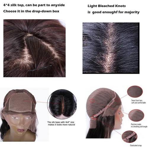 Miniatura 7 de premier Pelucas de cabello humano con encaje frontal de seda, nudos blanqueados, prearrancados, cabello humano brasileño suelto, ondulado, peluca