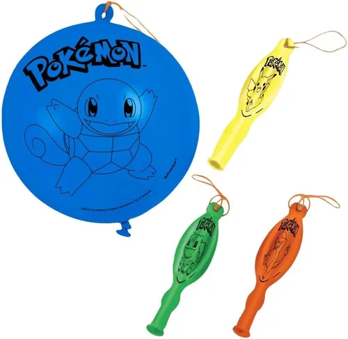 Globos de látex Pokémon Punch de varios colores, paquete de 4 (tamaño desinflado de 6.5 x 2.75 pulgadas), perfectos para fiestas y celebraciones