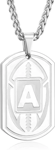 Miniatura 57 de Graduation Gifts - Football Initial Necklace for Men Boys Kids Teen Dog Tag Stainless Steel Black Letter Pendant Sport Football Athletes Jewelry