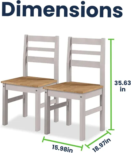 Miniatura 2 de Furniture Dash Silla de comedor de madera maciza, juego de 2, silla de cocina sin brazos de granja con respaldo de escalera, ideal para sala