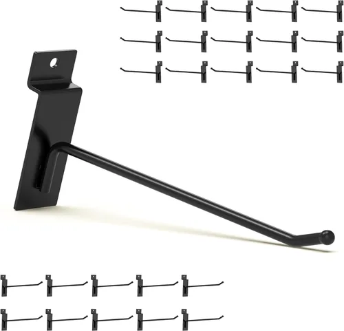 Miniatura 12 de Ganchos de Pared Ranurada Negros de 10 Pulgadas 25PC, Accesorios de Pared Ranurada Resistentes, Colgador de Herramientas de Pared Ranurada