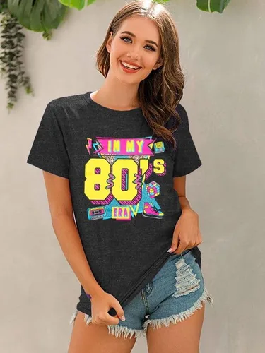 Miniatura 4 de Camisas de los años 80 para mujer, camiseta con estampado vintage de los años 80, ropa de fiesta casual de los años 80