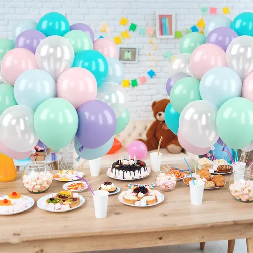 Miniatura 16 de Globos rosados y morados, 50 unidades de 12 pulgadas, globos de confeti, globos de látex metálicos rosados y morados con cinta, globos de fiesta