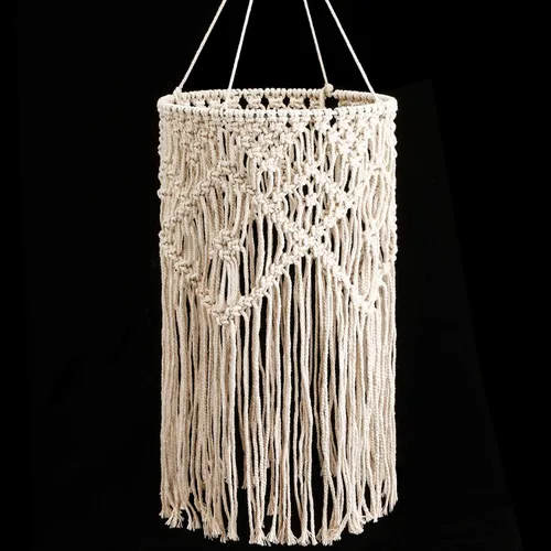 Boao L��mpara colgante bohemia de macramé, cubierta de luz para decoración de techo para sala de estar, dormitorio y baño, color blanco cálido,
