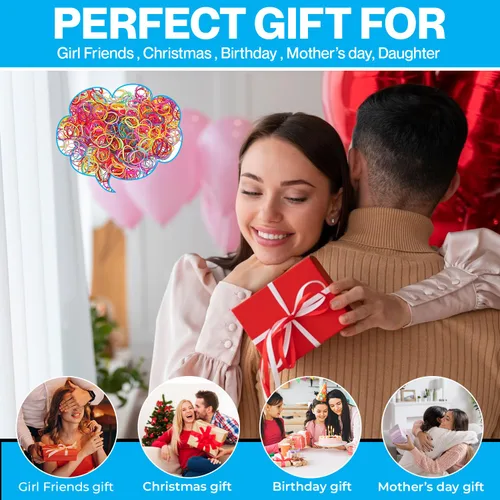 Miniatura 5 de OIG Brands 1500 soportes para cola de caballo, bandas de goma sin daños, ligas para el pelo para niñas pequeñas, sin tirones, de 1 pulgada Multicolor