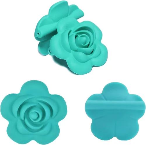 Miniatura 5 de 10 cuentas de silicona de 1.575 in con diseño de flores focales, espaciadores coloridos con forma de rosa divertida para manualidades, guirnalda