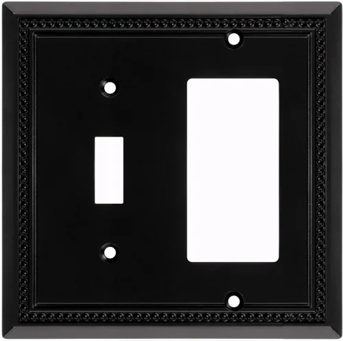 Miniatura 13 de Henne Bery Sunken Pearls - Placa de interruptor/placa de pared y cubierta de salida (decorador individual, 2 unidades, negro mate)
