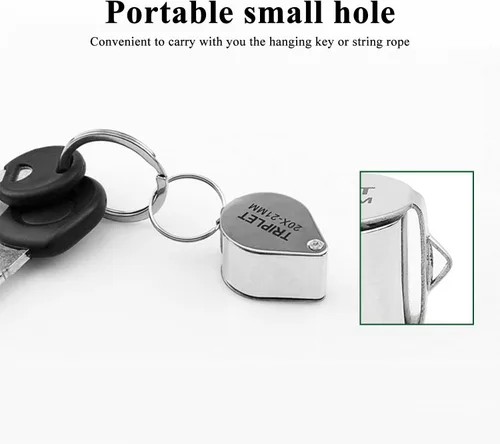 Miniatura 4 de Othmro 2 lupas Jewelers de 10 unidades, diámetro de 0.83 pulgadas, lupa de joyería iluminada de metal, lupa plegable de bolsillo, mini microscopio