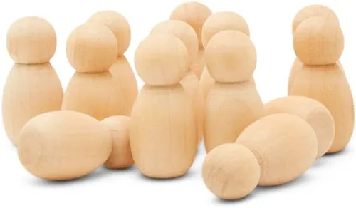 Miniatura 9 de Muñecas de Clavija de Madera, Personas de Clavija de Madera con Forma de Gnomo de 2-3/4 Pulgadas, Paquete de 25 Muñecas de Madera para Jugar