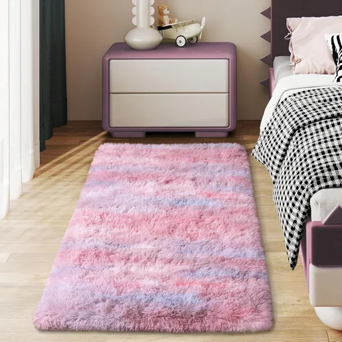 Miniatura 70 de Alfombras suaves para pasillos de dormitorio, nuevas, con parte inferior antideslizante mejorada, de 2 x 3, alfombra esponjosa y peluda verde