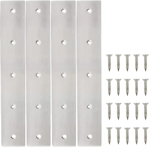 Miniatura 11 de 10 placas reparadoras resistentes, soporte plano de acero inoxidable, soporte recto, placas de fijación, conector de unión para muebles de madera