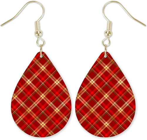 Miniatura 58 de Dangle Earrings for Women Colorful Dangling Drop Statement Jewelry Printed MDF Wood Teardrop Double Side Print Handmade by The Painted Pug