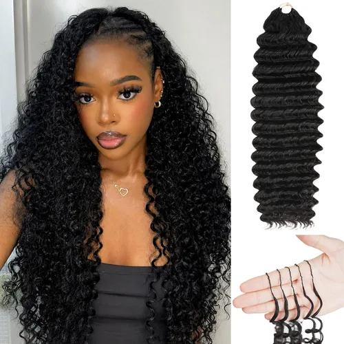 Miniatura 11 de Pelo rizado birmano de ganchillo rizado de plumas de ganchillo cabello humano negro natural negro 14 pulgadas