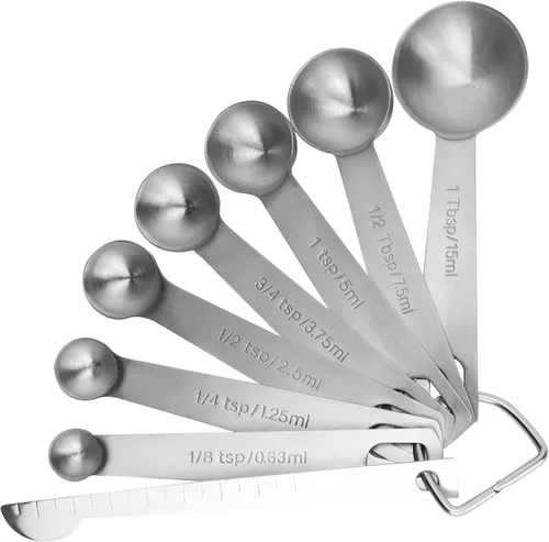 Miniatura 10 de Cucharas medidoras, juego de tazas de cucharas medidoras de acero inoxidable de alta calidad, cucharada pequeña con medidas métricas